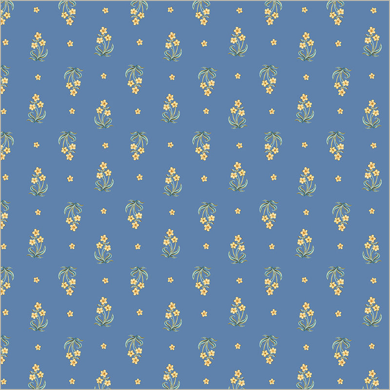 Tapestry Posy Powder Blue Cotton 43/44 Fabric Per Yard