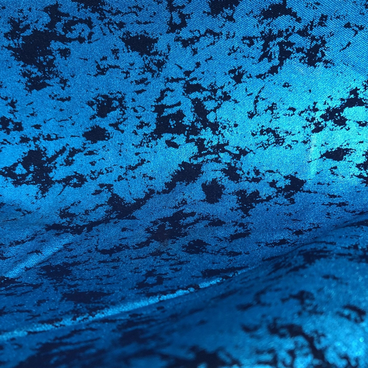 Jolt Foiled Stretch Faux Denim Fabric | Blue Moon Fabrics