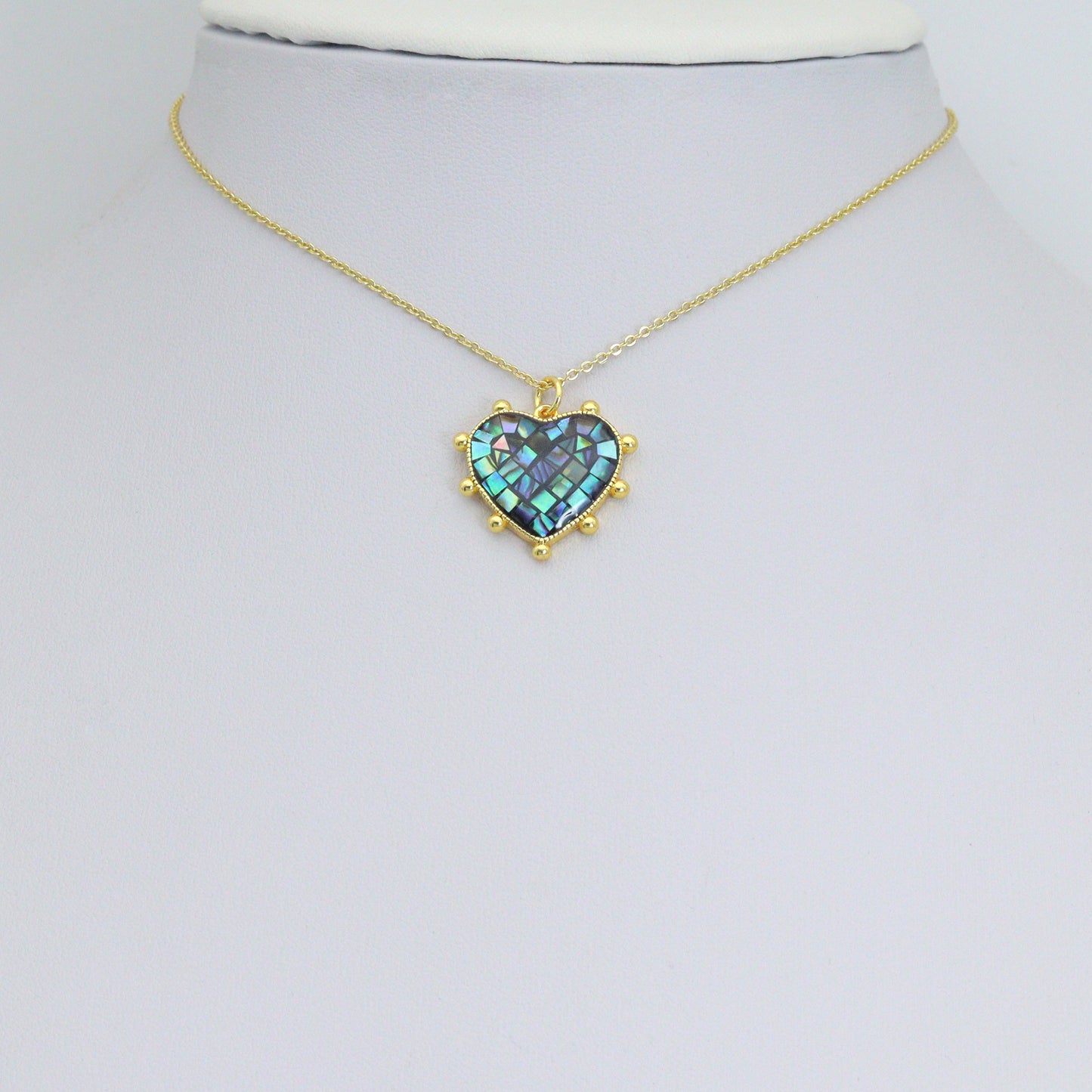 Abalone Mother of Pearl Spike Heart charm For Necklace Bracelet Jewelry Making Supply, Sku#WL24