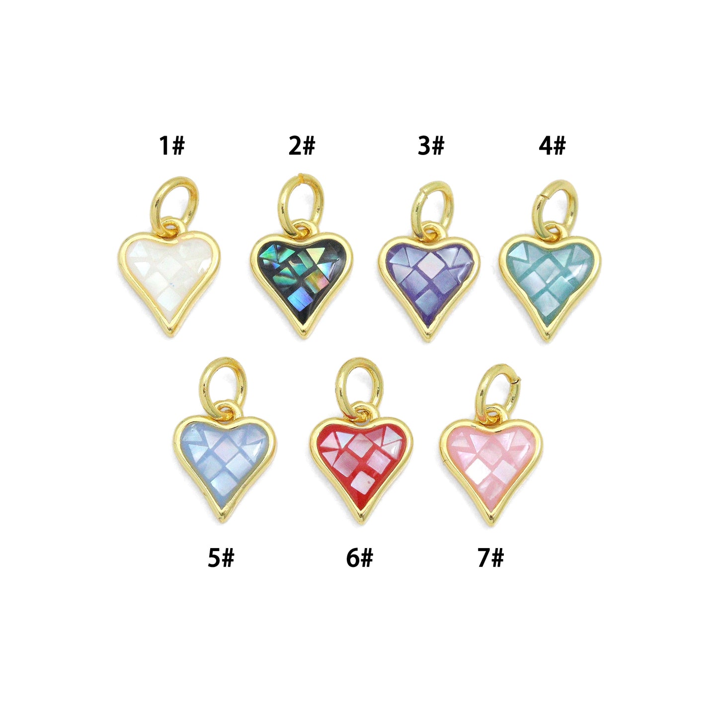 Colorful Gold Pearl Heart Pendant charm, Sku#WL26