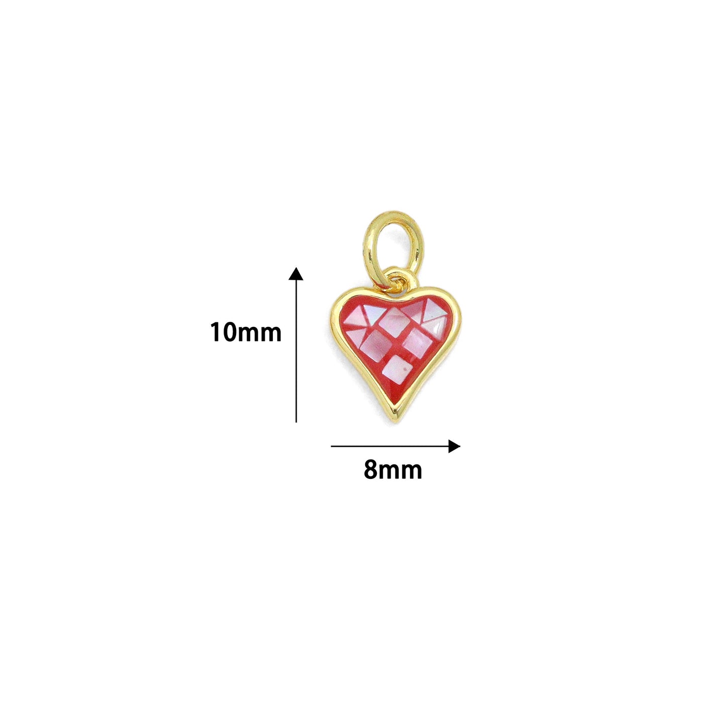 Colorful Gold Pearl Heart Pendant charm, Sku#WL26