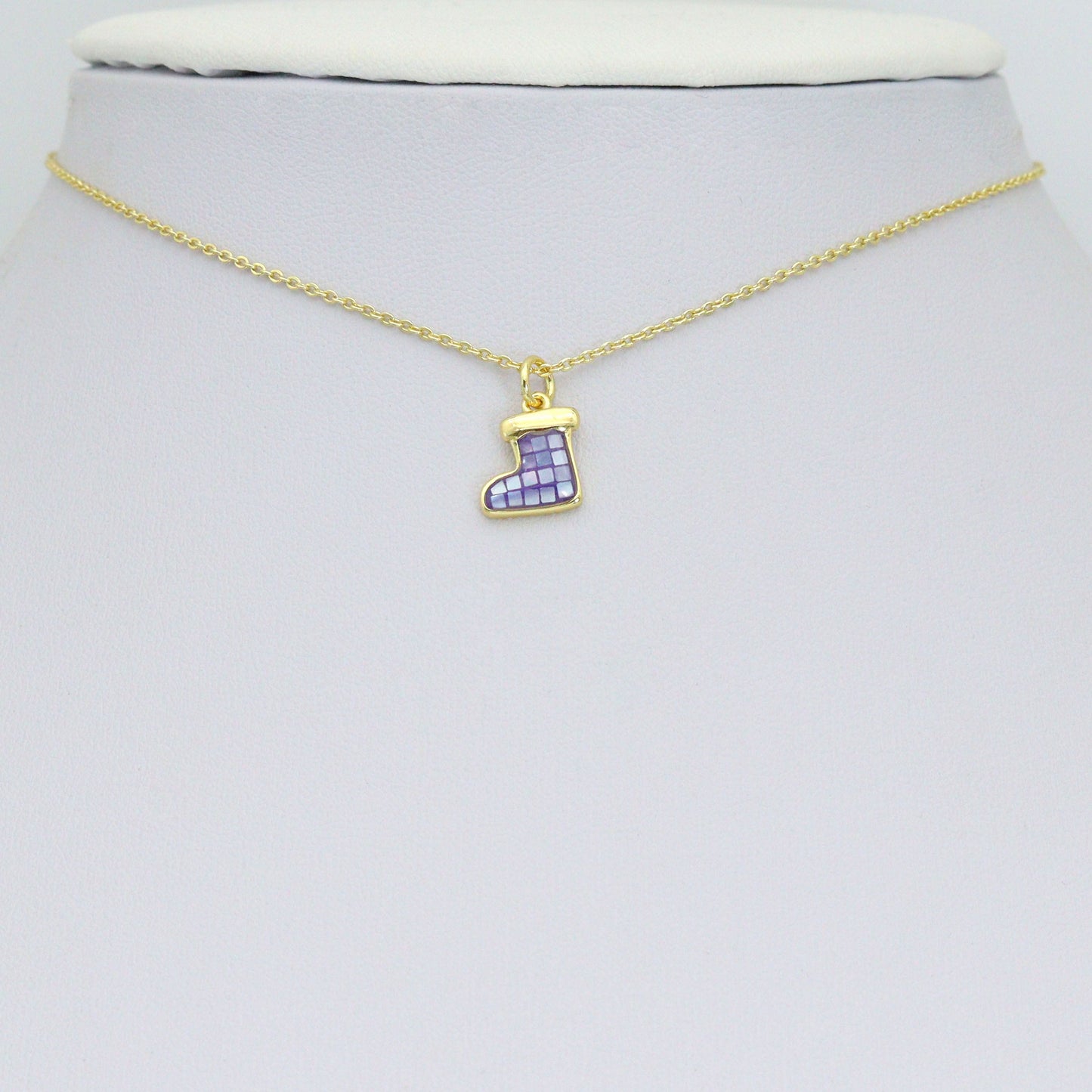 Abalone Mother of Pearl Christmas Stocking Charm Pendant, Sku#WL82