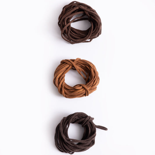 Tan, Brown and Dark Brown Sueded Cording, 12yd