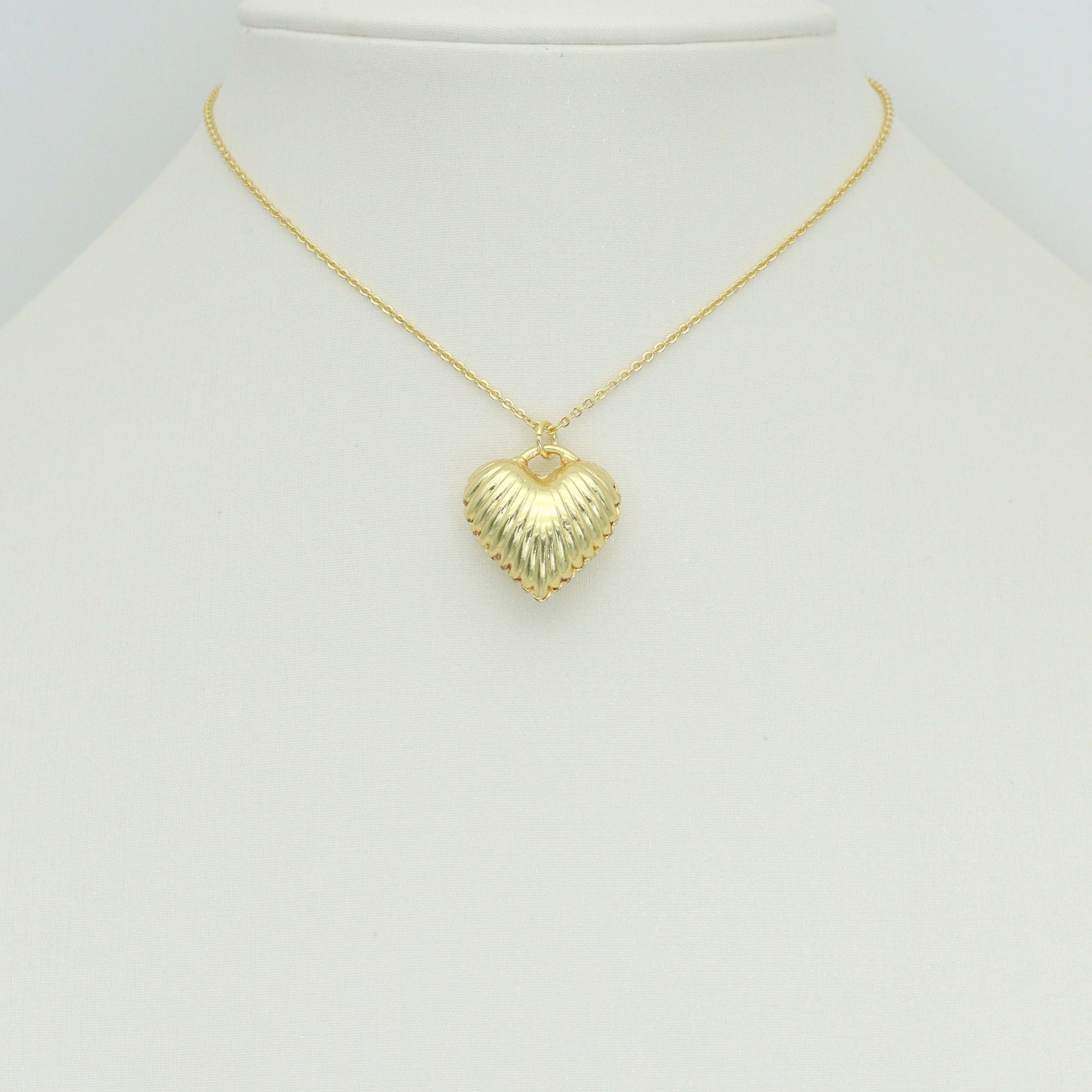 Gold Silver Puffy Radical Line Heart Pendant charm, Sku#Y1060