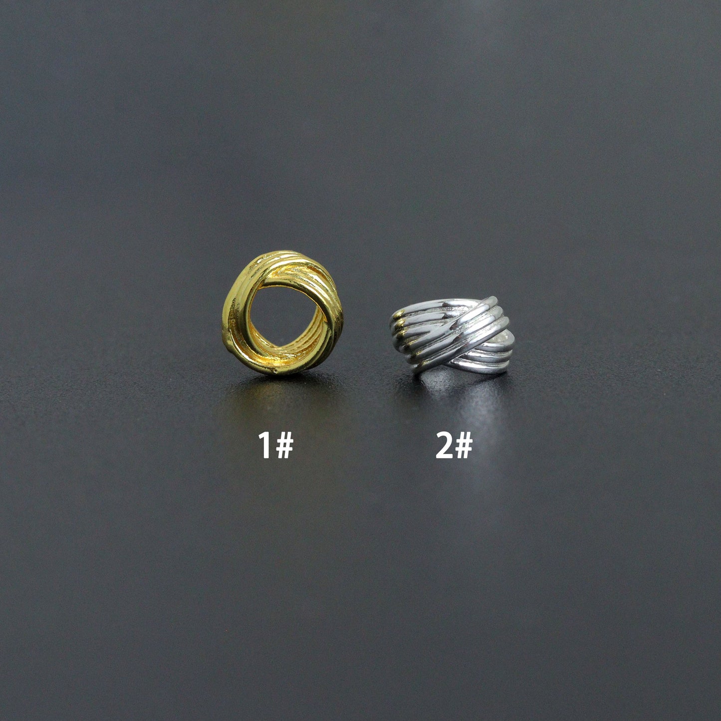 Gold Silver Twisted Knot Spacer beads, Swirl spacer for jewerly making, Sku#Y1069
