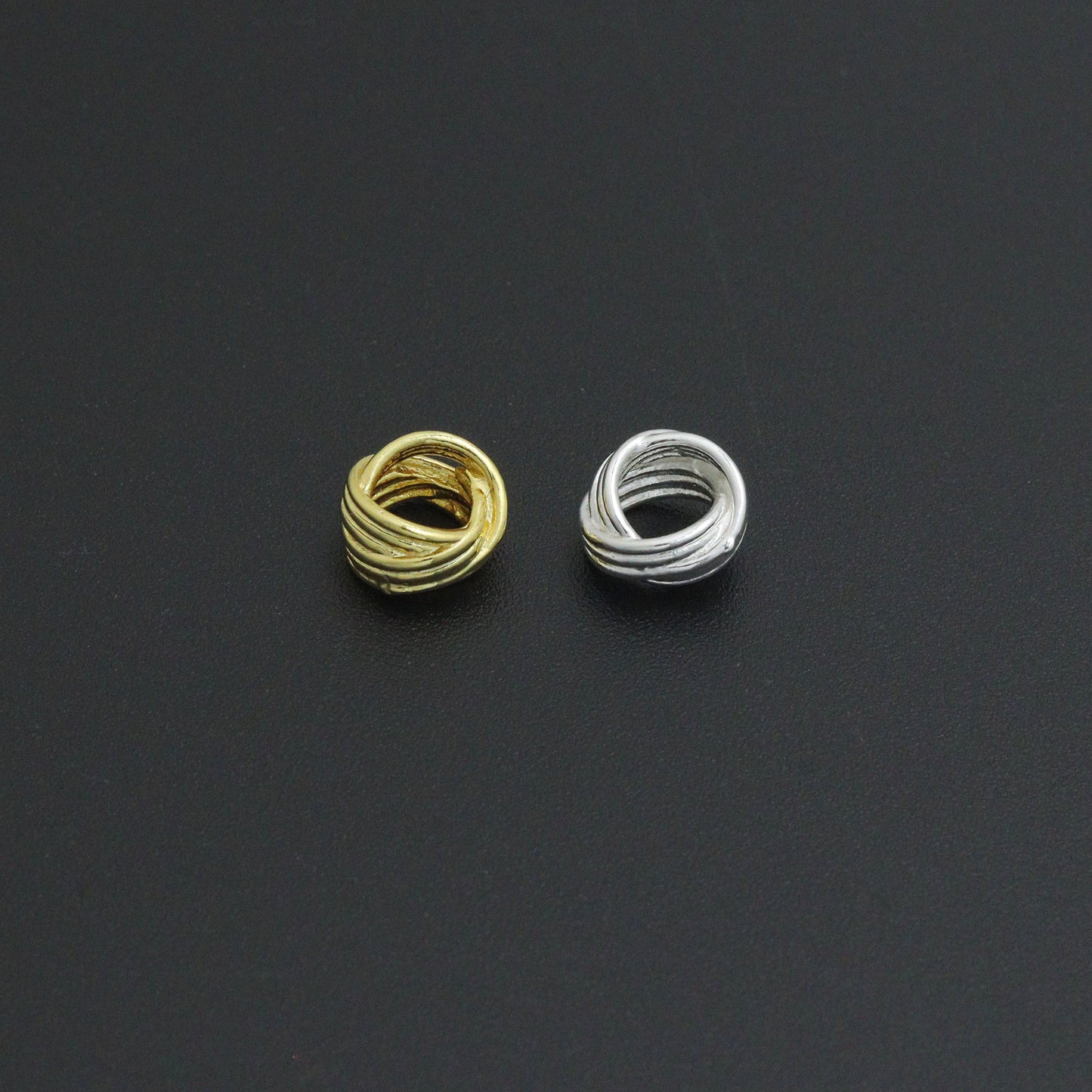 Gold Silver Twisted Knot Spacer beads, Swirl spacer for jewerly making, Sku#Y1069