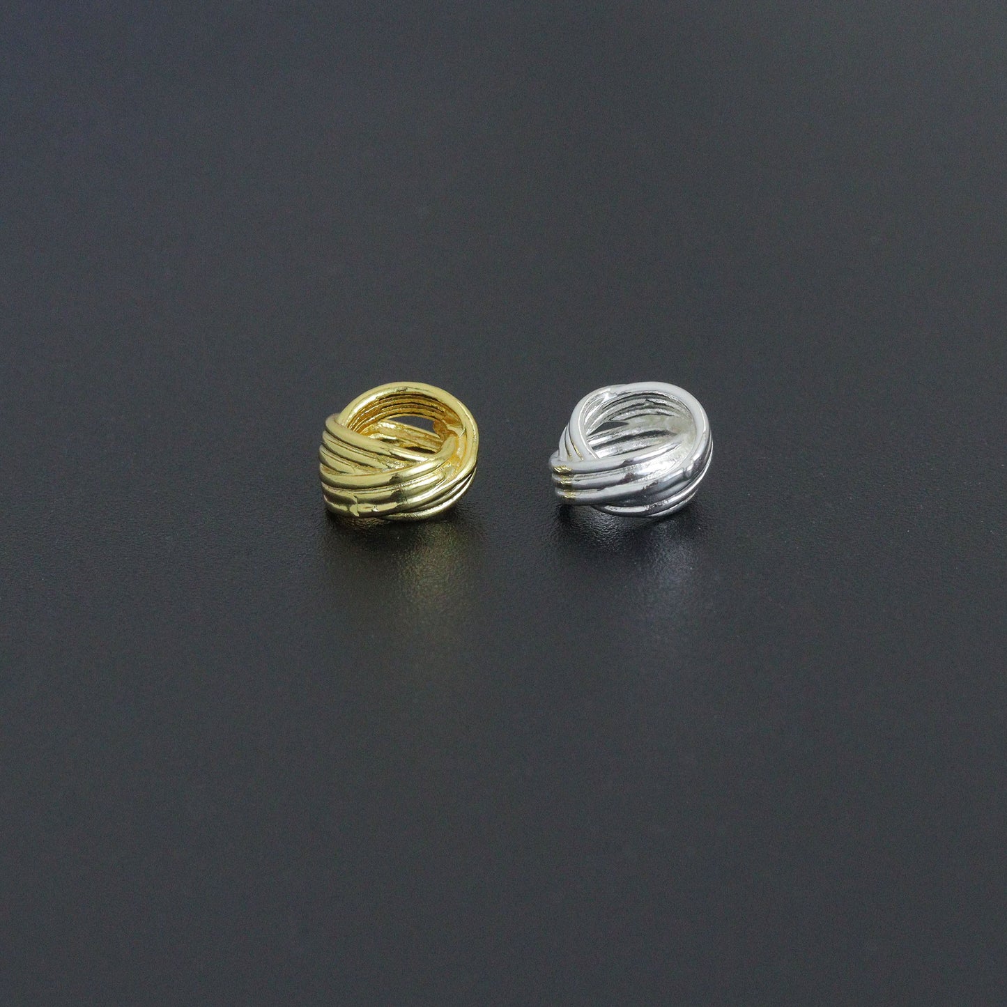 Gold Silver Twisted Knot Spacer beads, Swirl spacer for jewerly making, Sku#Y1069