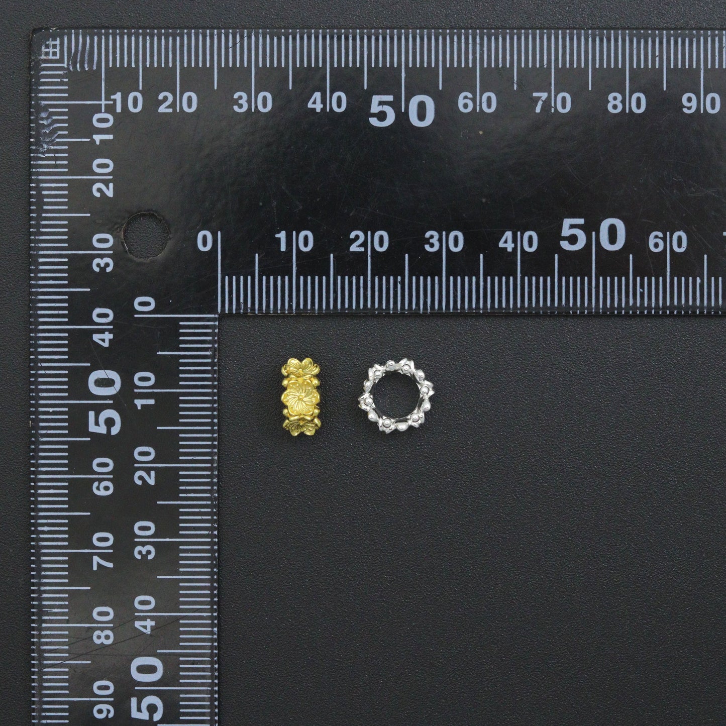Gold Silver Flower big hole spacer beads, Sku#Y1070