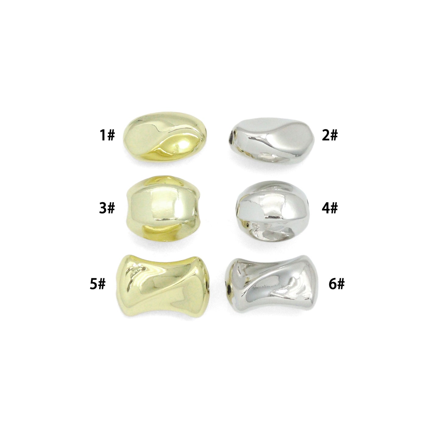 Gold Silver Oval Barrel Hourglass Shape Space Beads Charm Pendant, Sku#Y1073