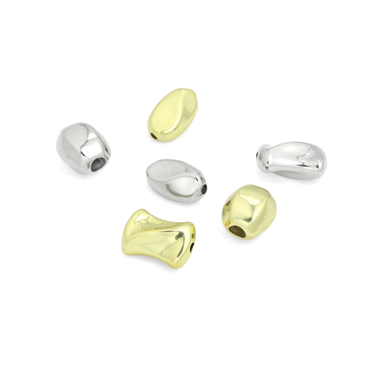 Gold Silver Oval Barrel Hourglass Shape Space Beads Charm Pendant, Sku#Y1073