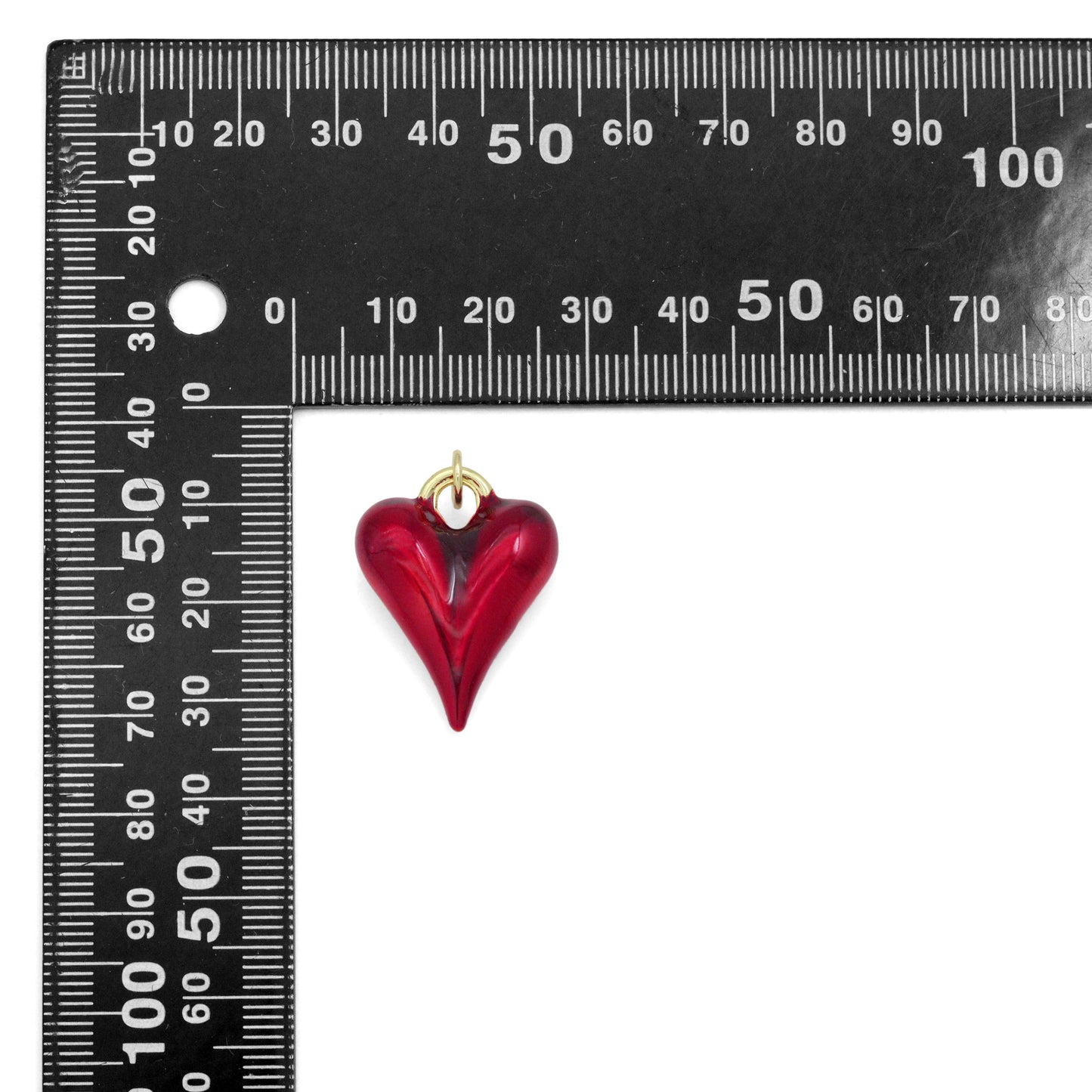 Red Enamel Gold Heart Pendant charm, Sku#Y1074