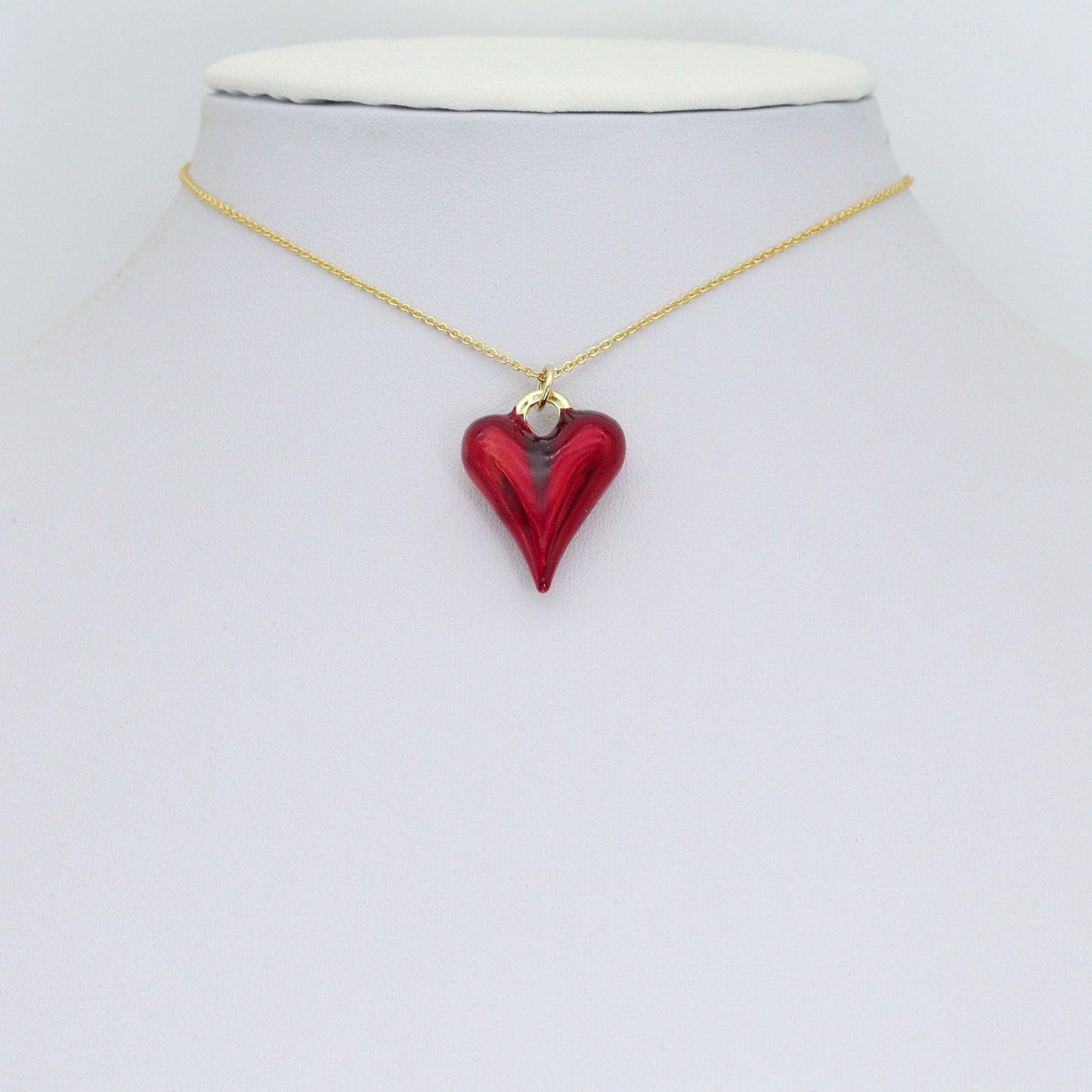 Red Enamel Gold Heart Pendant charm, Sku#Y1074