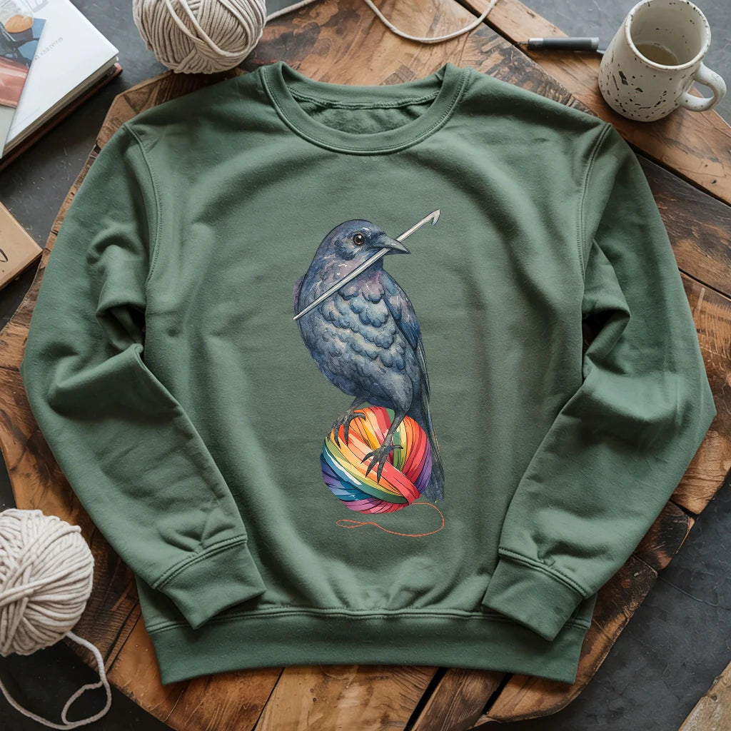Crochet Crow Sweatshirt
