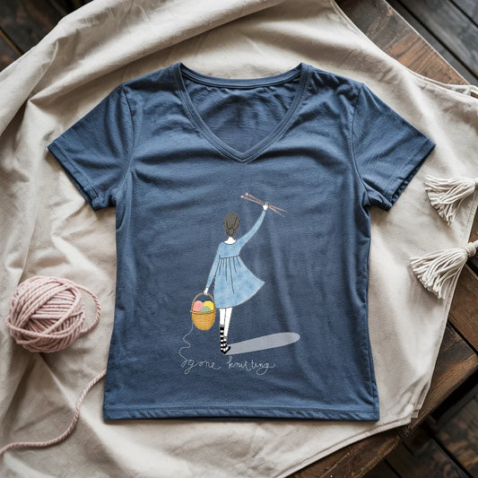 Gone Knitting Lady V-neck