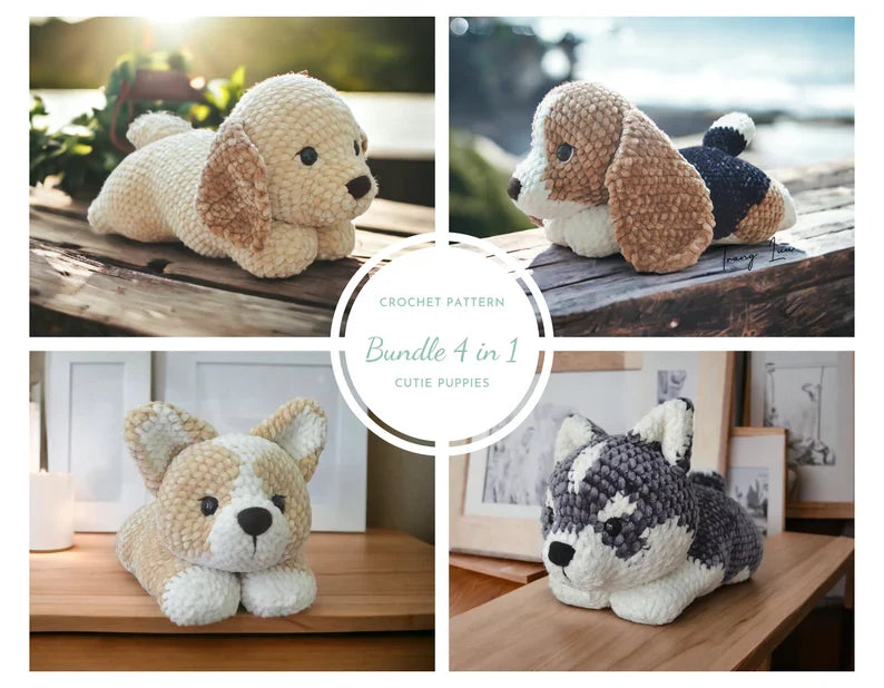 Crochet Dog Pattern Bundle: Corgi, Husky, Retriever, Beagle (PDF Pattern)