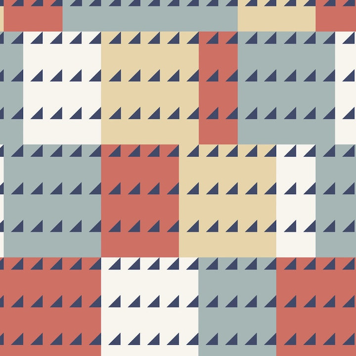 Red and Navy American Bold Imperial Cotton 44/45 Fabric Per Yard