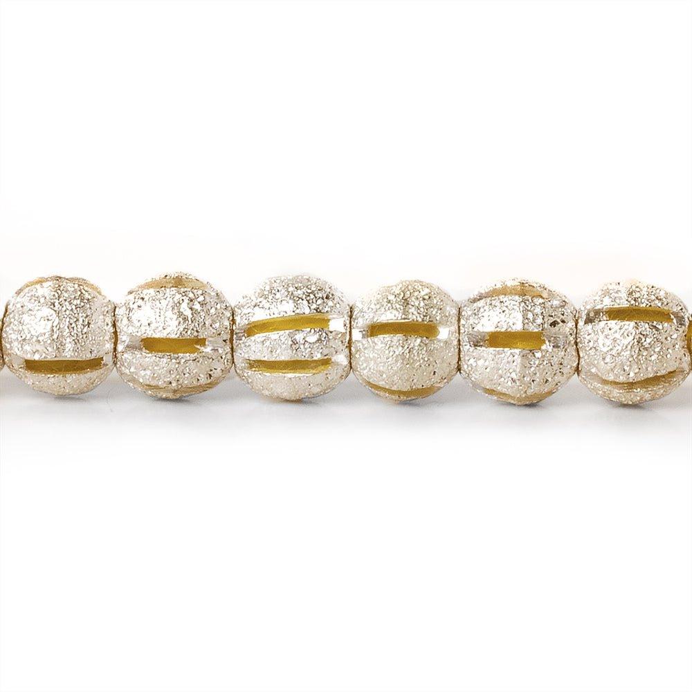 5mm Sterling Silver Plated Brass Stripe Stardust Rounds 8 inch 47 beads