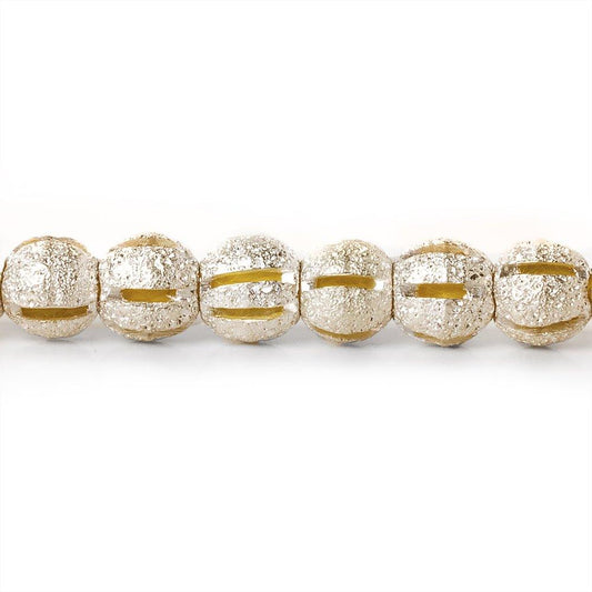 5mm Sterling Silver Plated Brass Stripe Stardust Rounds 8 inch 47 beads