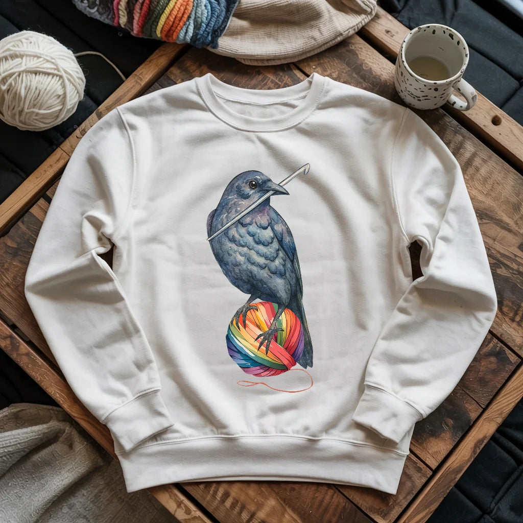 Crochet Crow Sweatshirt